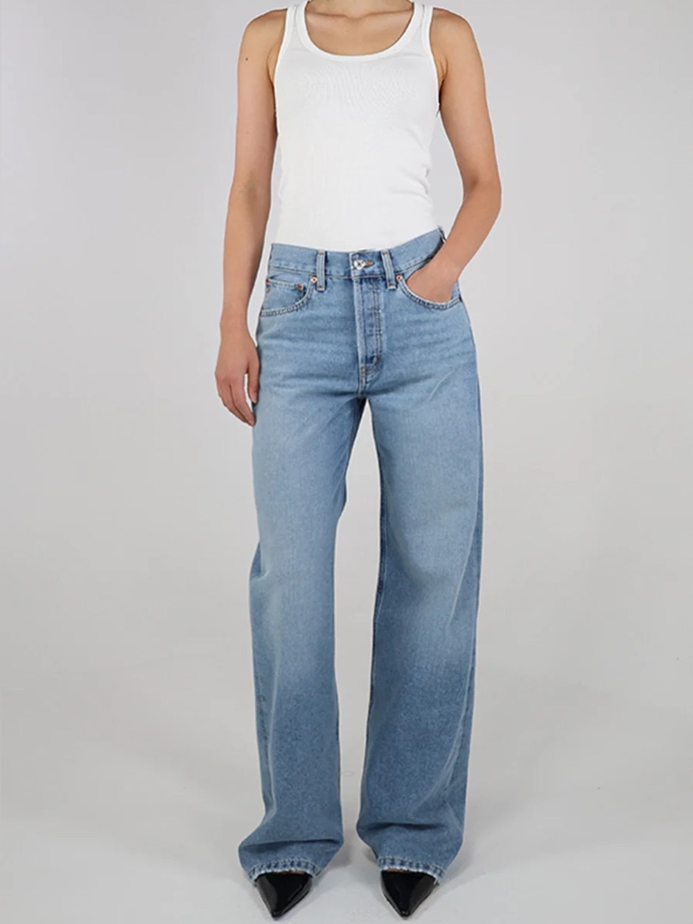 Anthropologie Etica Stanton High Rise Relaxed Straight Wide Leg Jeans size 30 - Picture 6 of 14